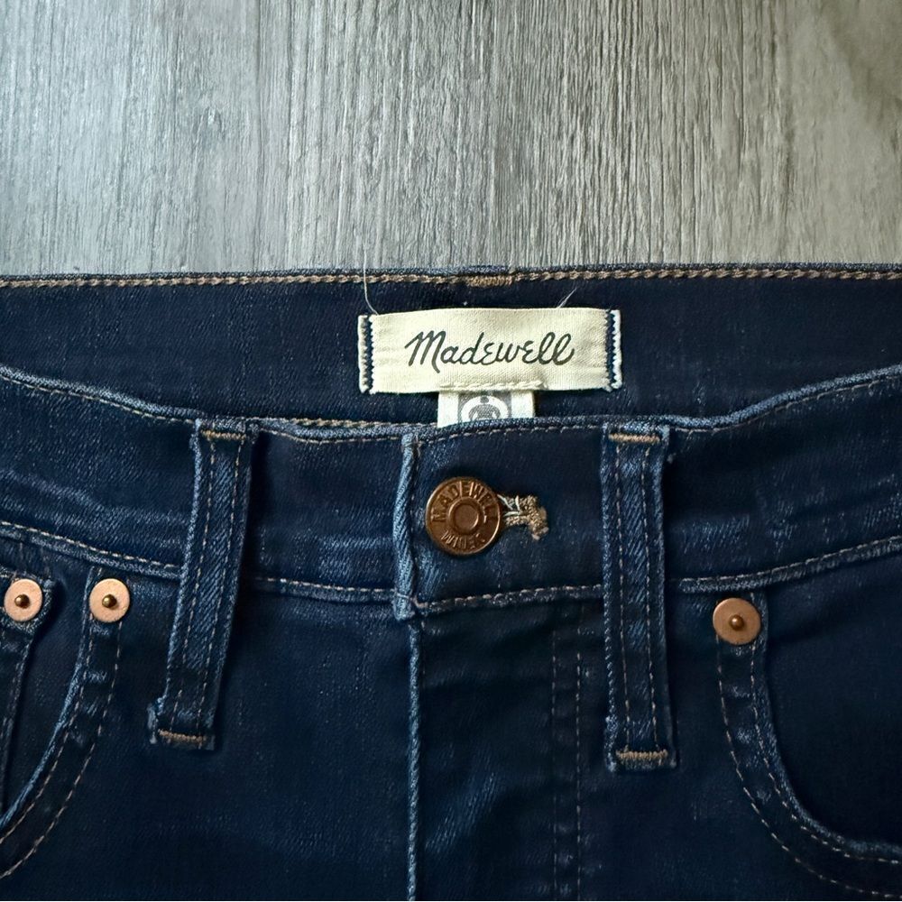 Madewell Skinny Flare Jeans 28 Waist Dark Wash Raw Hem - Picture 3 of 10
